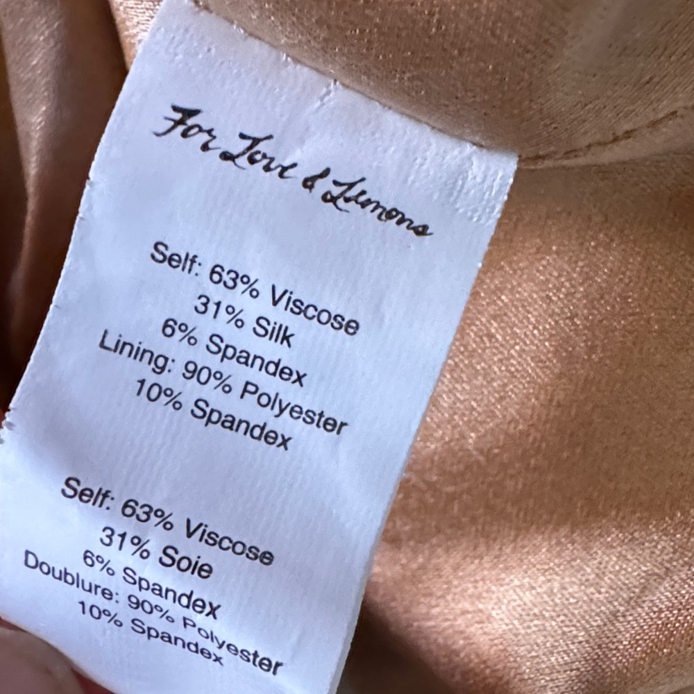 FOR LOVE & LEMONS NWT Champagne Silk Blend Satin Bodysuit Lingerie Deep V Size M - Picture 15 of 15